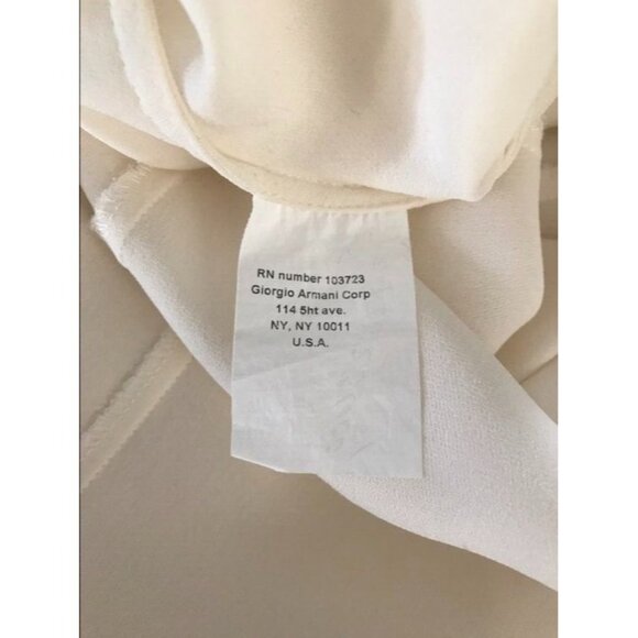 GIORGIO ARMANI 100% Silk French Cuff Tuxedo Blouse Ivory Size 46 Fits US 10-12 - Picture 7 of 9